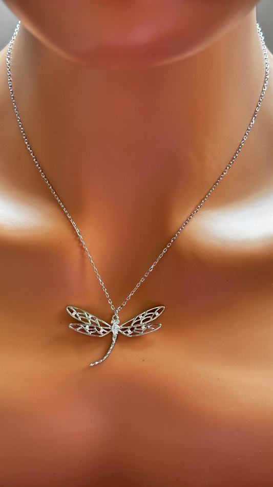 Collier Libellule en Argent Véritable Sterling - Bijou Féminin et Poétique