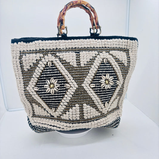 Sac Cabas Fourre Tout Noir et Blanc Bohème