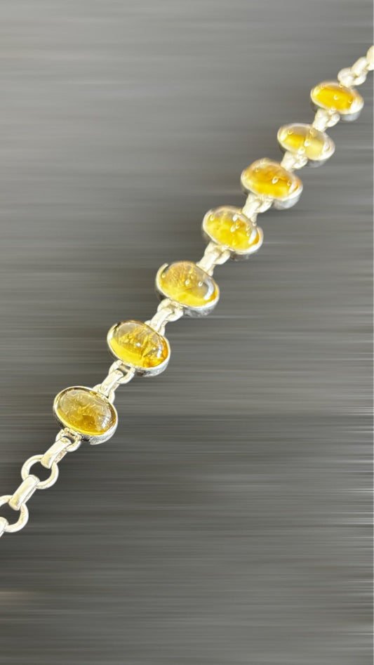 Bracelet en Argent Véritable avec Pierres de Citrine - Élégance et Sophistication